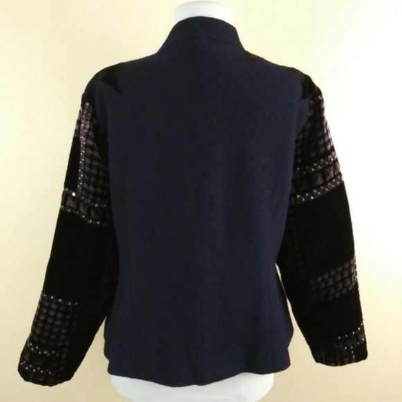 Chico's Black Label Blue Black Front Zip Jacket - Picture 3 of 7